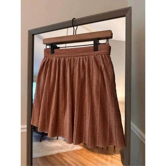 Francesca's Caitlyn Metallic Mini Pleated Skirt Size Small - Picture 2 of 6